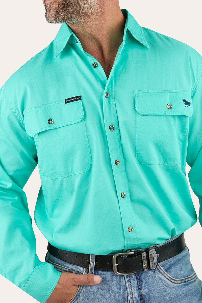 King River Mens Full Button Work Shirt - Mint