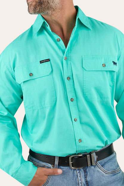 King River Mens Full Button Work Shirt - Mint