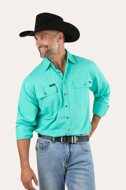 King River Mens Full Button Work Shirt - Mint