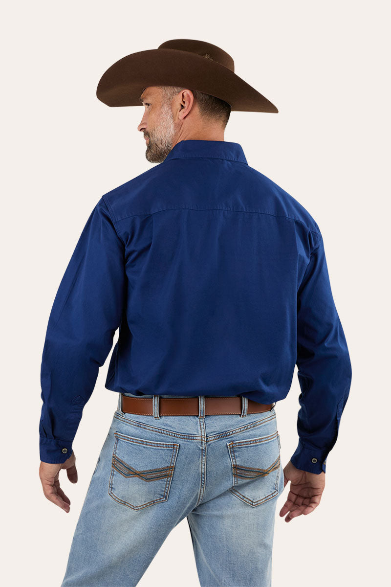King River Mens Full Button Work Shirt - Navy