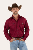 King River Mens Full Button Work Shirt - Burgundy
