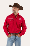 Hawkeye Mens Full Button Work Shirt - Red/White