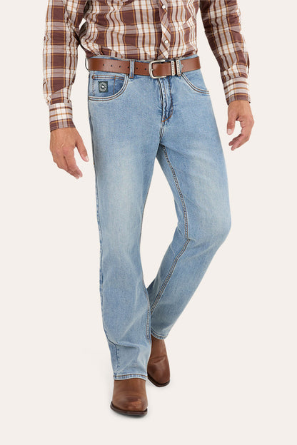 Muster Mens Slim Straight Fit Jeans - Light Wash Blue