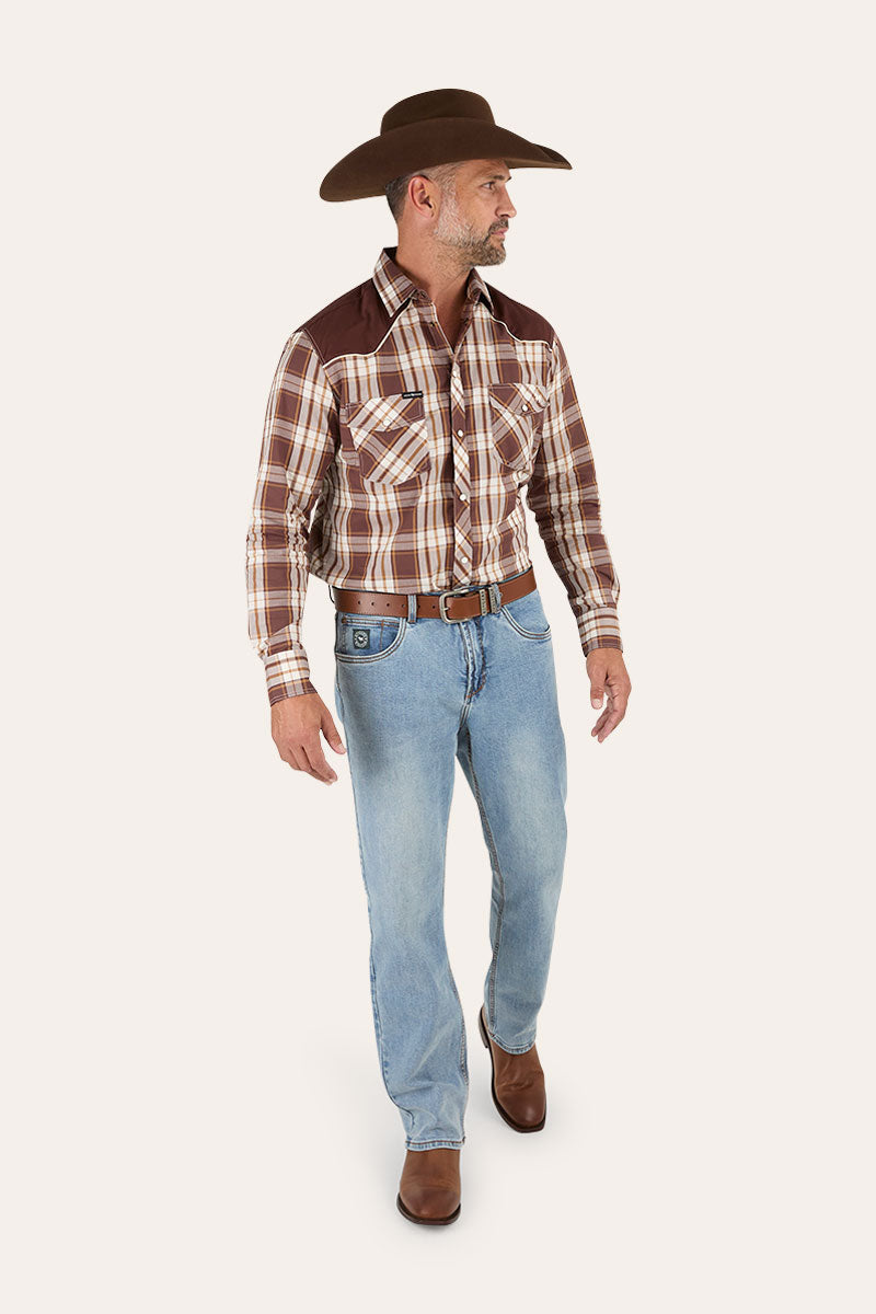 Muster Mens Slim Straight Fit Jeans - Light Wash Blue