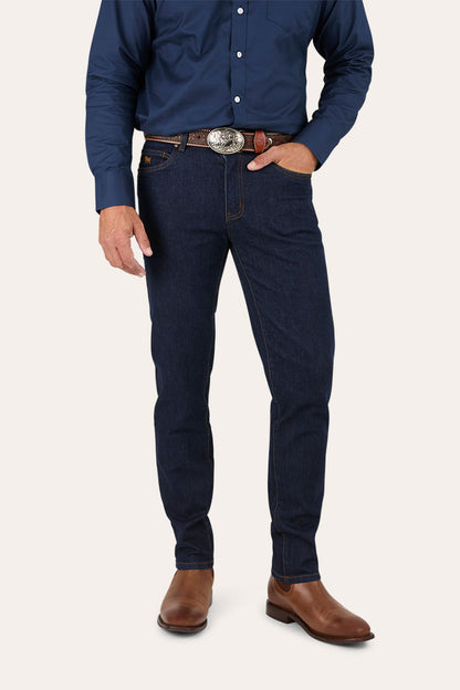 Burke Mens Tapered Slim Leg Jeans - Dark Blue