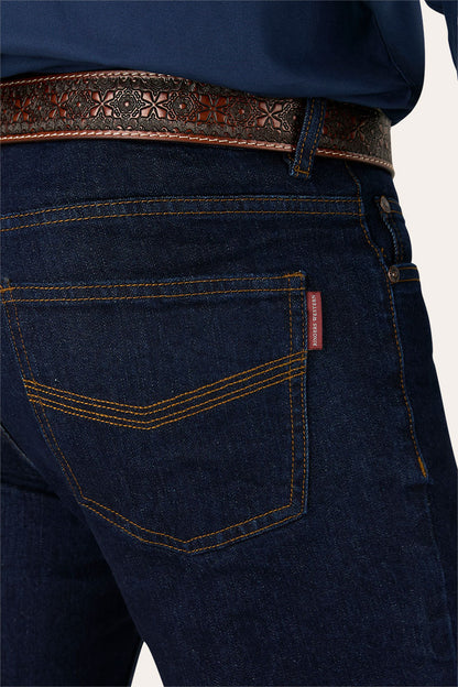 Burke Mens Tapered Slim Leg Jeans - Dark Blue