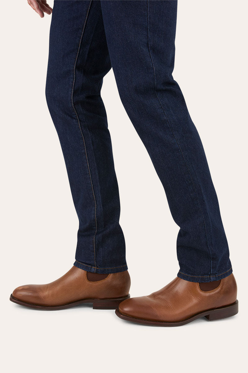 Burke Mens Tapered Slim Leg Jeans - Dark Blue