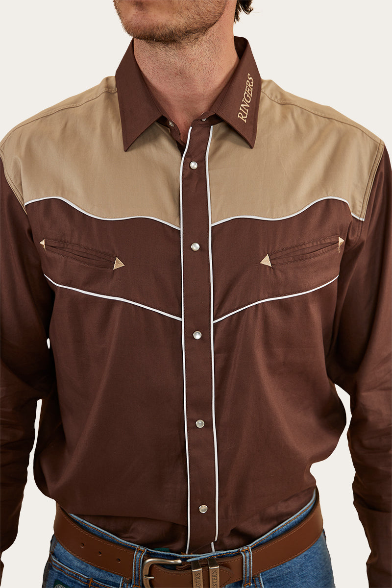 McGraw Mens Western Shirt - Chocolate/Dark Sand