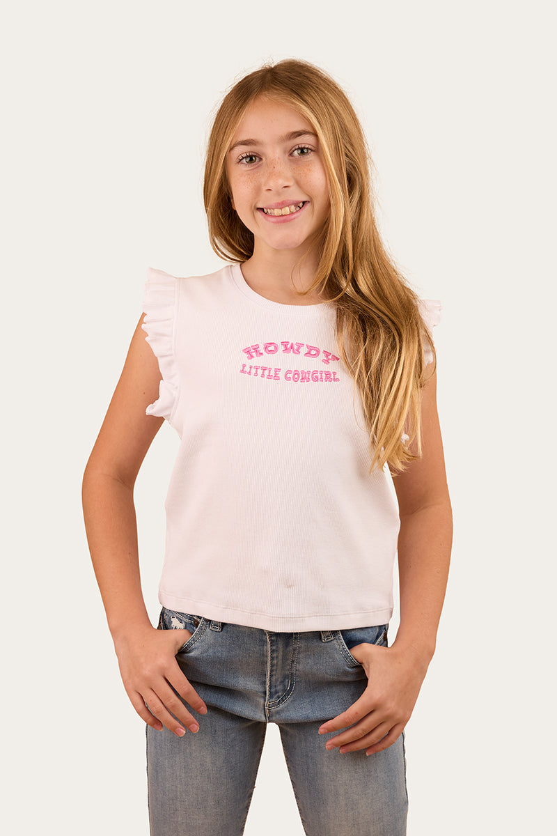 Milana Girls Rib Top - White