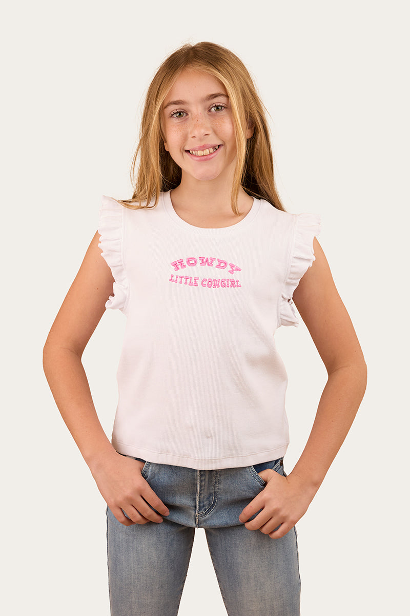 Milana Girls Rib Top - White