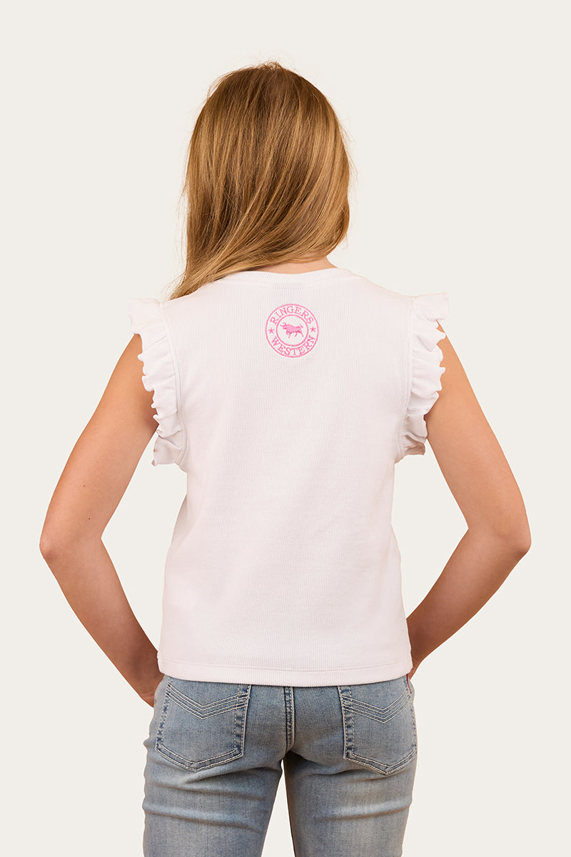Milana Girls Rib Top - White