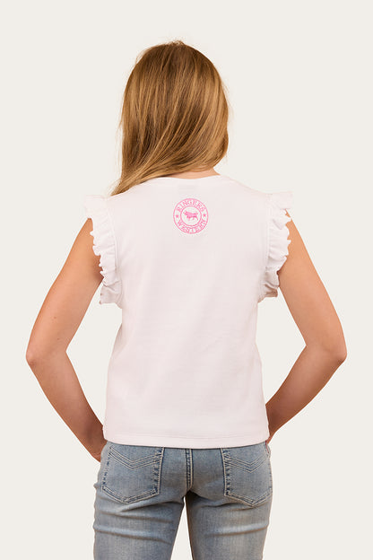 Milana Girls Rib Top - White
