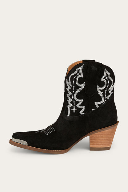 Catalina Womens Western Boot - Black Suede