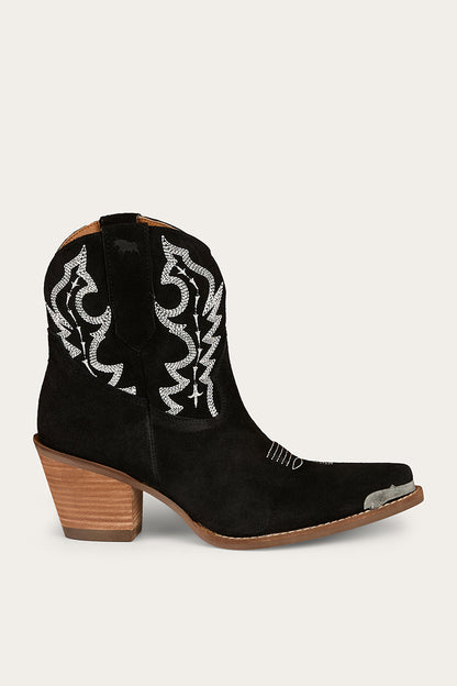 Catalina Womens Western Boot - Black Suede