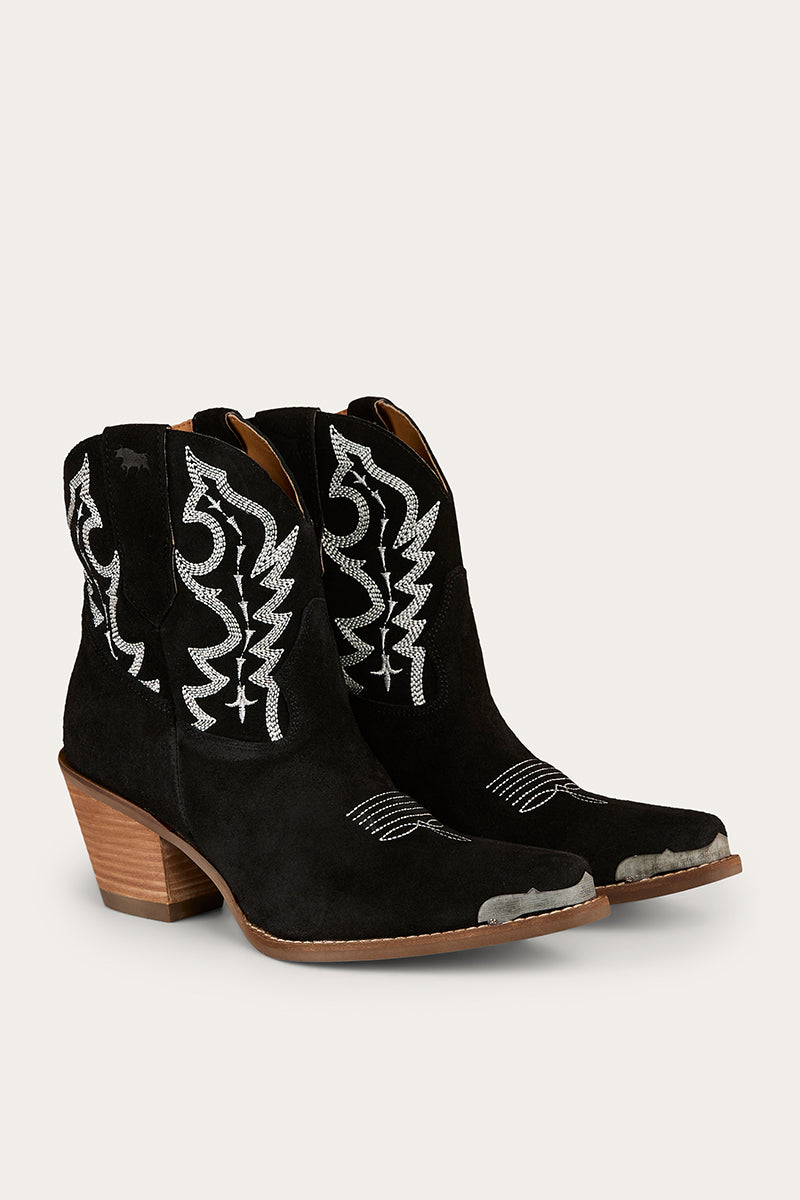 Catalina Womens Western Boot - Black Suede