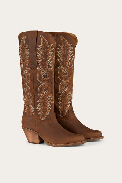 Lainey Womens Tall Western Boot - Brown