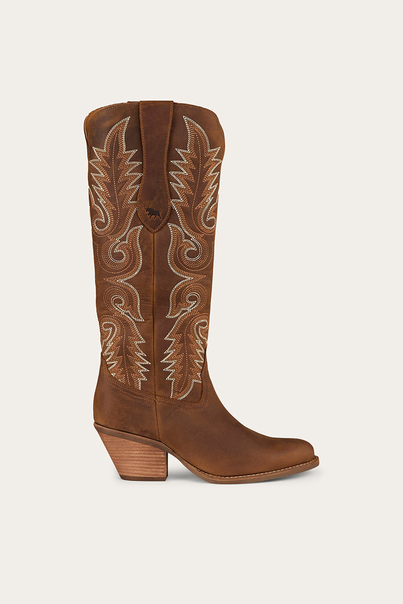 Lainey Womens Tall Western Boot - Brown