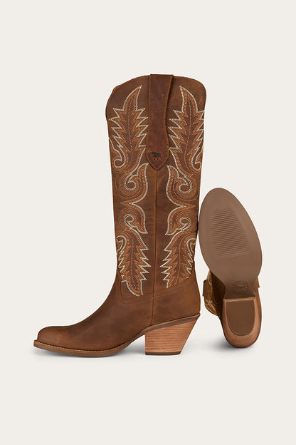 Lainey Womens Tall Western Boot - Brown