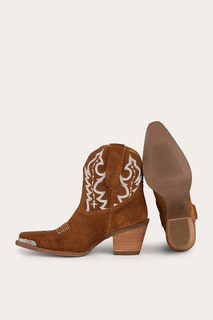 Catalina Womens Western Boot - Tan Suede