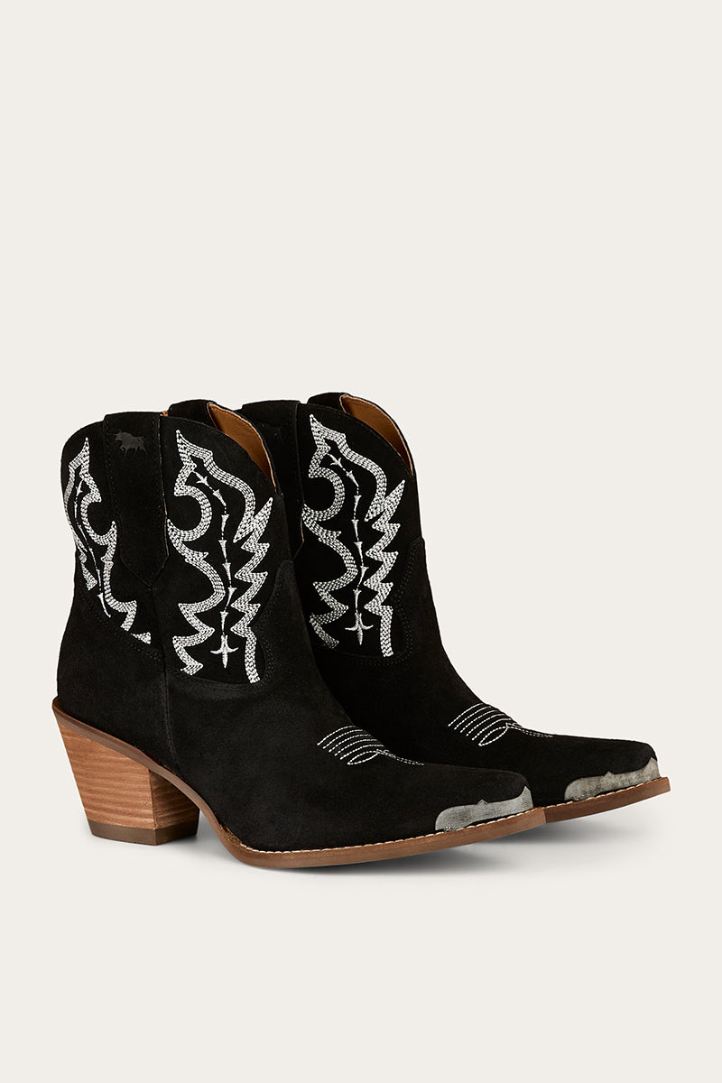 Catalina Womens Western Boot - Black Suede