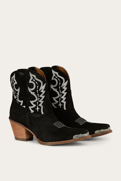 Catalina Womens Western Boot - Black Suede