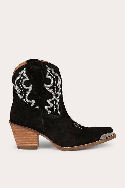 Catalina Womens Western Boot - Black Suede