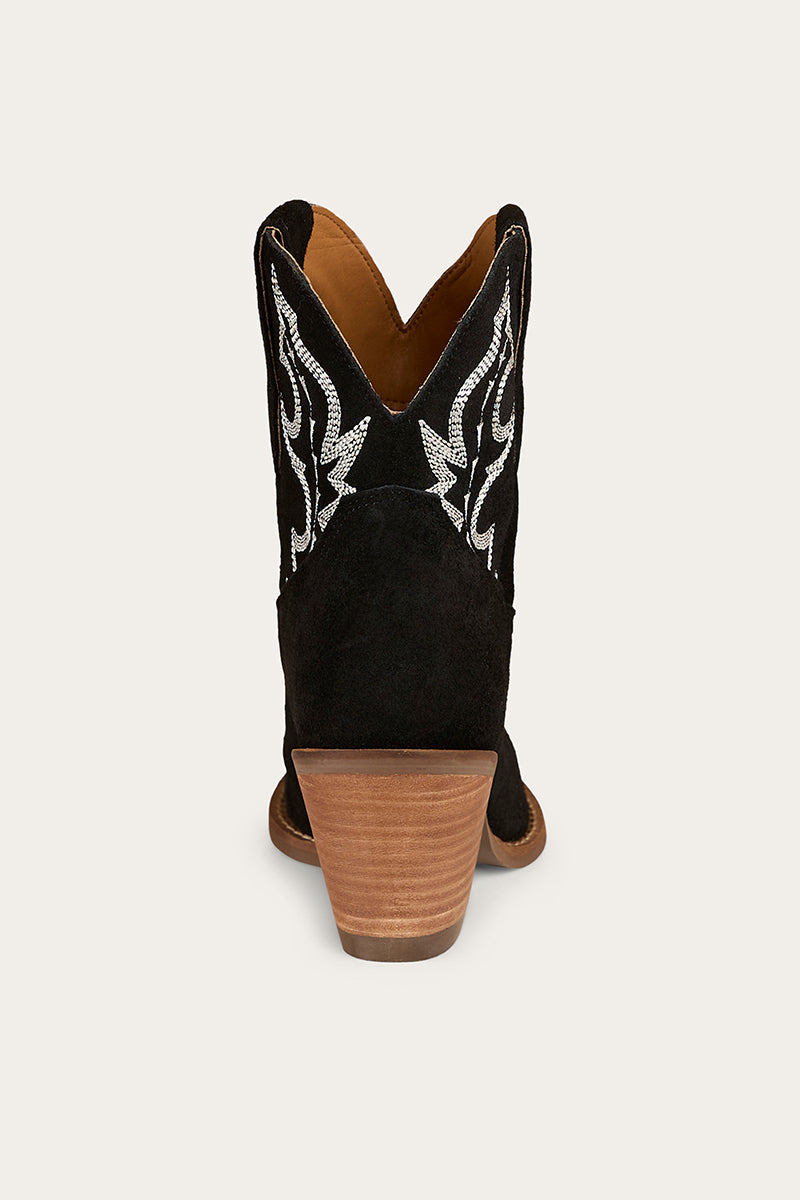 Catalina Womens Western Boot - Black Suede