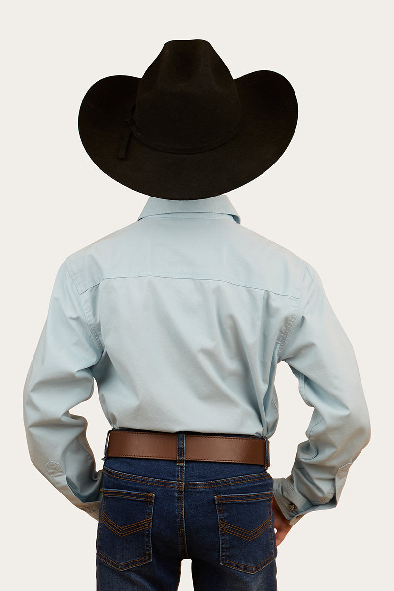 Ord River Kids Half Button Work Shirt - Dusty Blue
