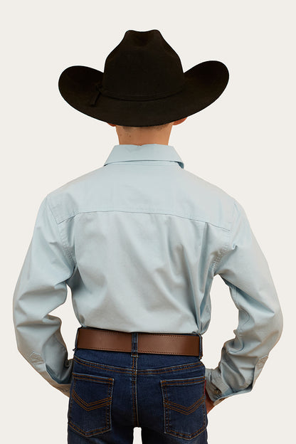 Ord River Kids Half Button Work Shirt - Dusty Blue