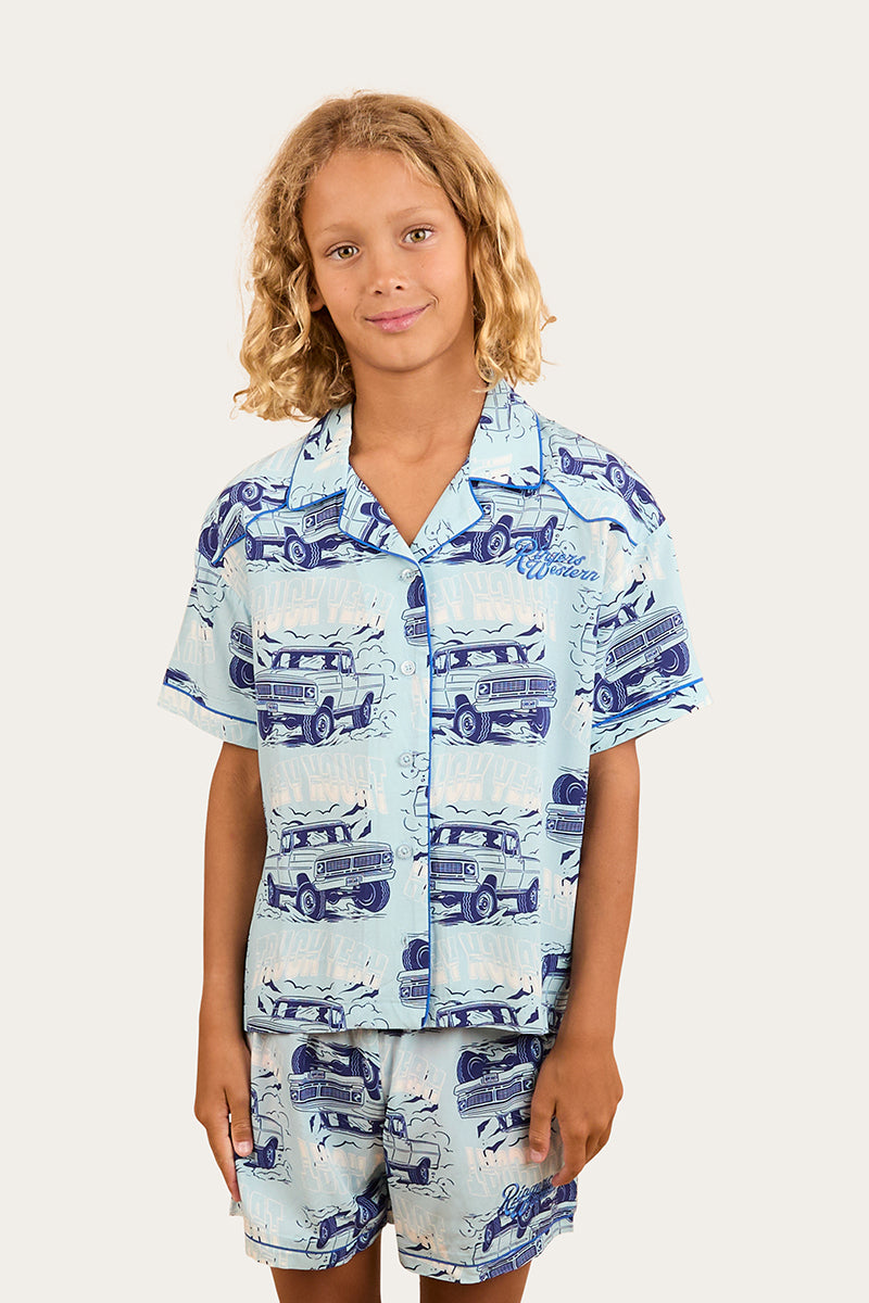 Truck Yeah Kids Short Pyjama Set - Light Blue