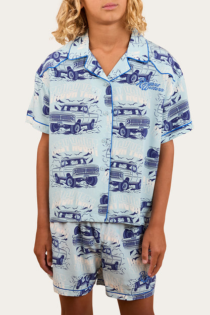 Truck Yeah Kids Short Pyjama Set - Light Blue
