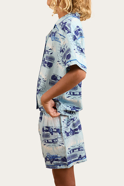 Truck Yeah Kids Short Pyjama Set - Light Blue