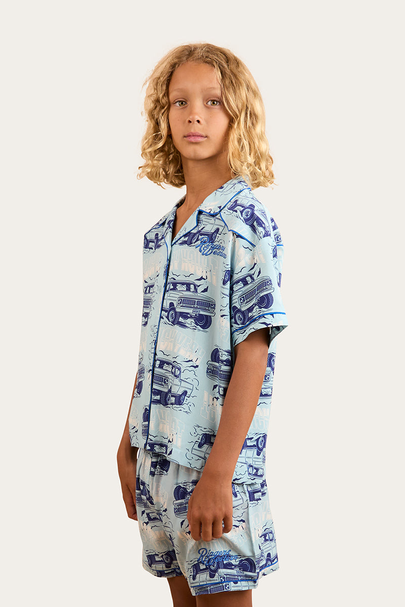 Truck Yeah Kids Short Pyjama Set - Light Blue
