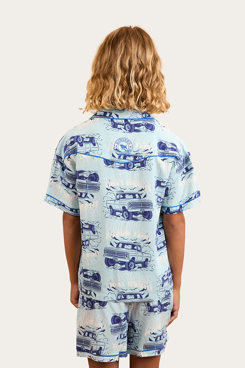 Truck Yeah Kids Short Pyjama Set - Light Blue