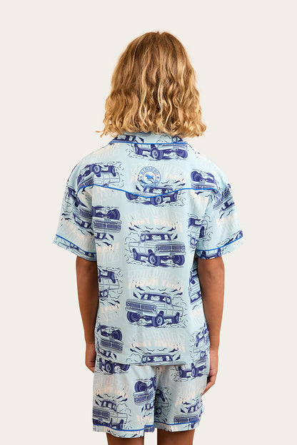 Truck Yeah Kids Short Pyjama Set - Light Blue