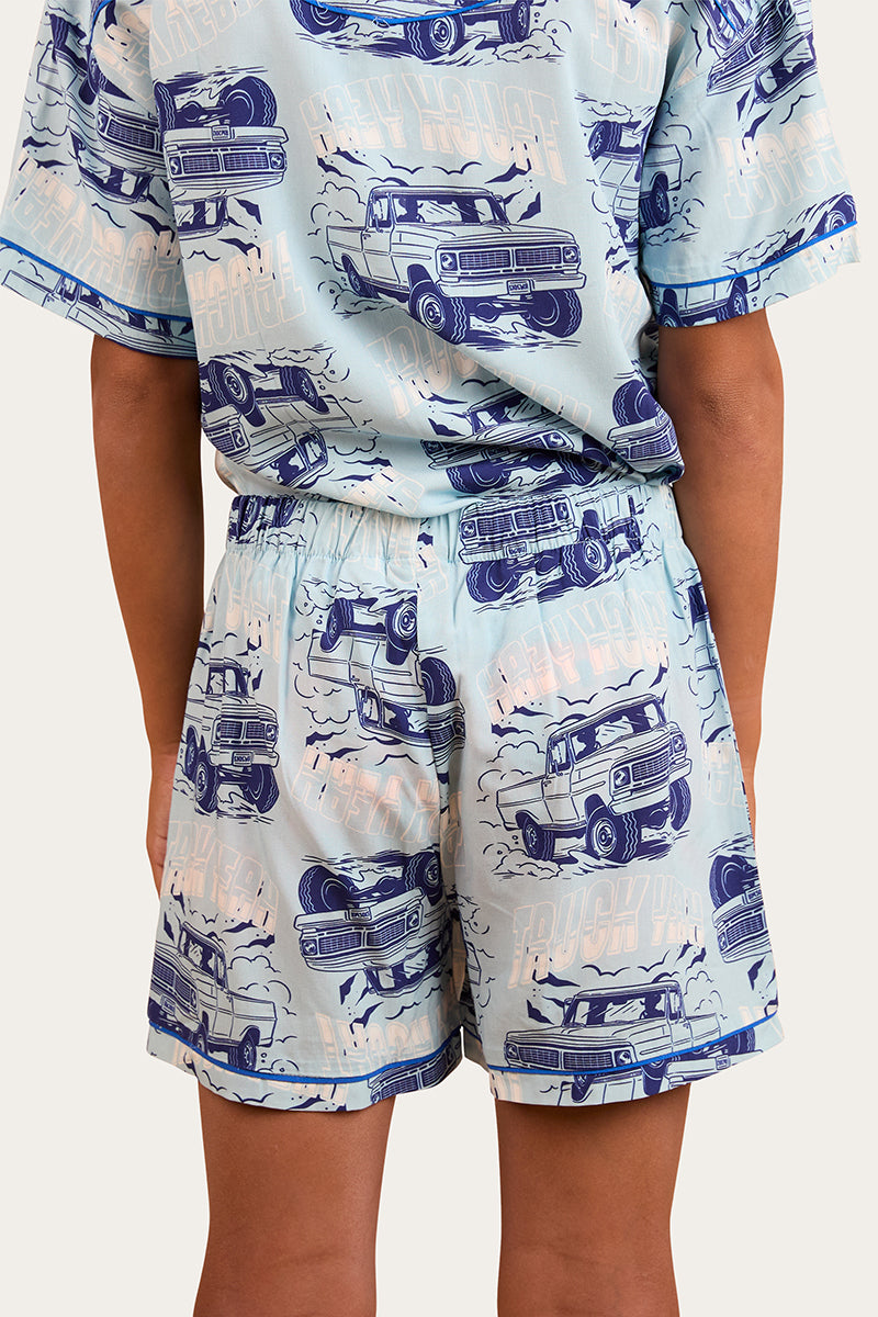 Truck Yeah Kids Short Pyjama Set - Light Blue