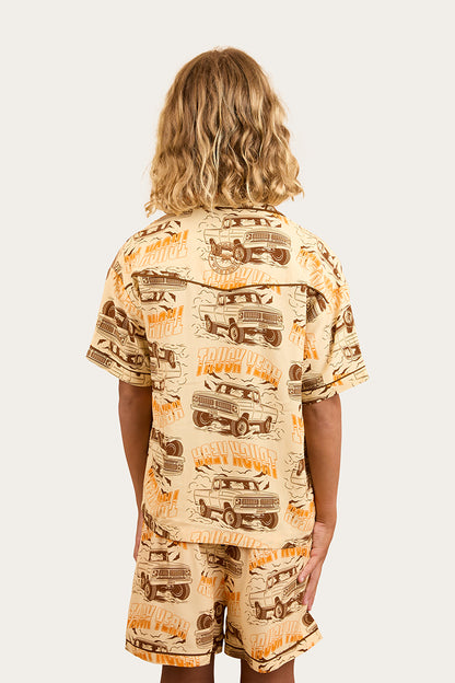 Truck Yeah Kids Short Pyjama Set - Dark Sand