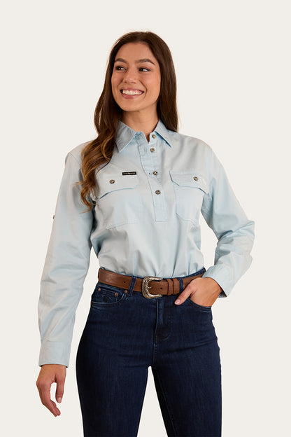 Pentecost River Womens Half Button Work Shirt - Pastel Blue