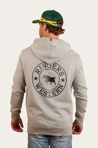 Signature Bull Mens Pullover Hoodie - Grey Marle/Black