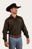 Hawkeye Mens Full Button Work Shirt - Charcoal / Rust