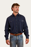 Richmond Mens Full Button Work Shirt - Navy