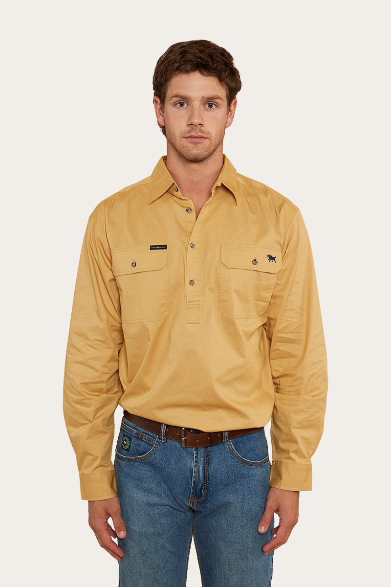 King River Mens Half Button Work Shirt - Vintage Gold