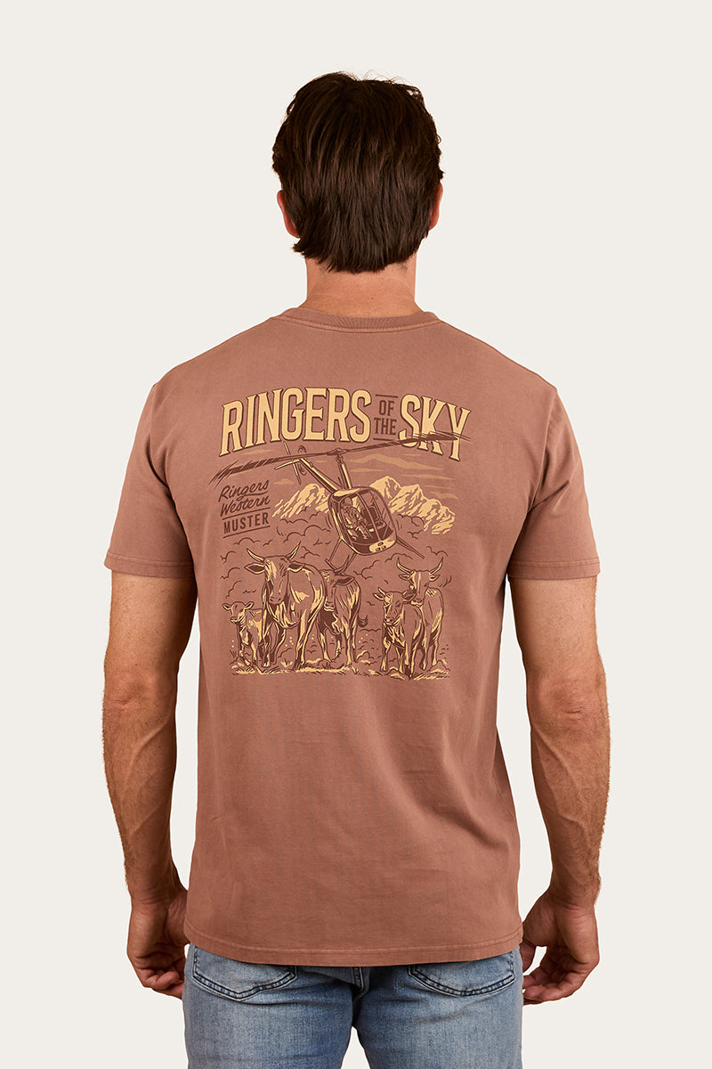 Ringers Of The Sky Mens Stock Fit T-Shirt - Saddle Brown