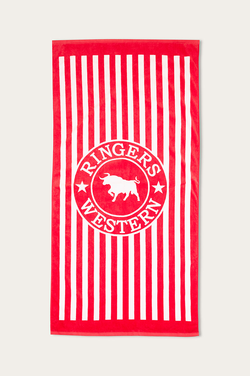 Ringers Stripe Towel - Red