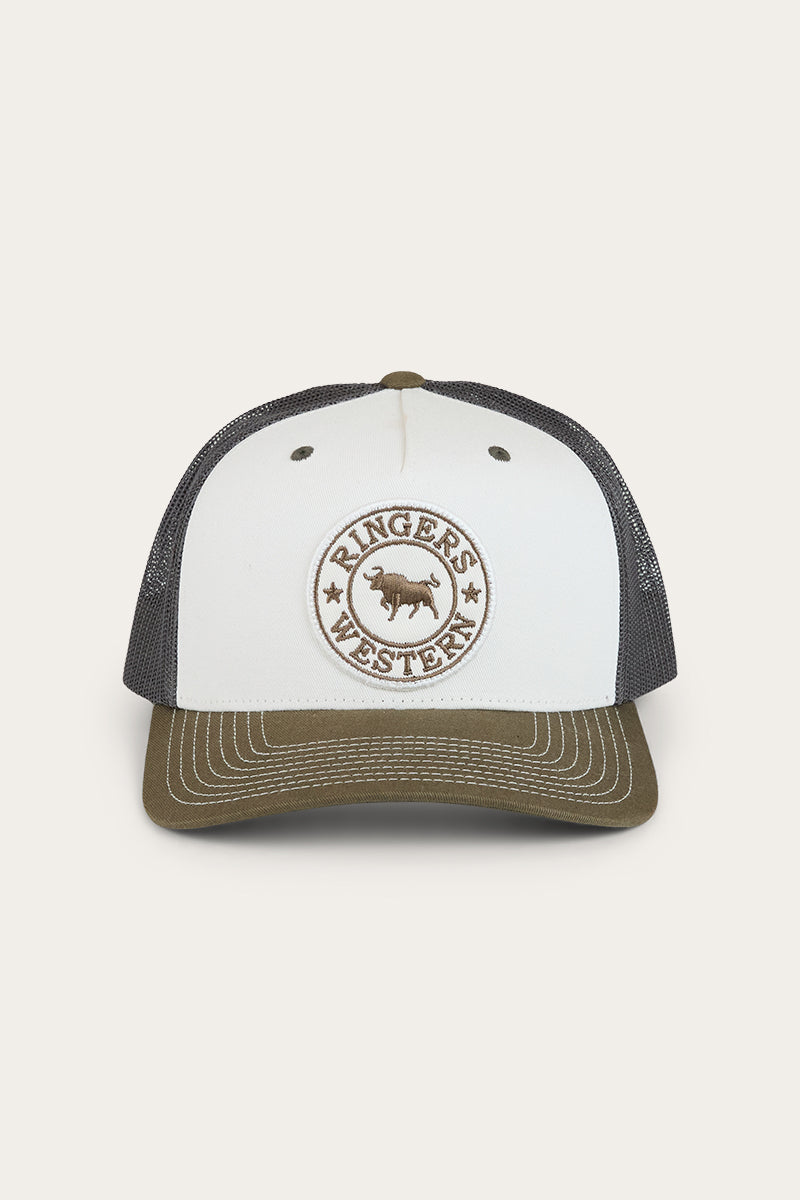 Signature Bull Trucker Cap - Army / Off White