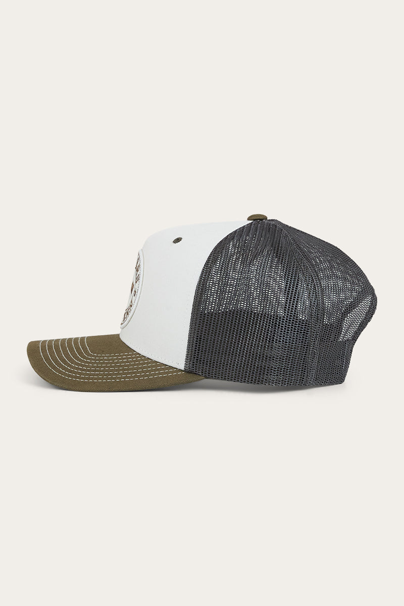 Signature Bull Trucker Cap - Army / Off White