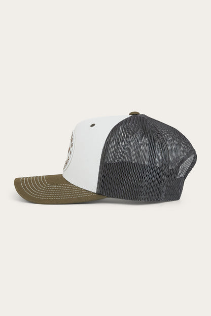 Signature Bull Trucker Cap - Army / Off White