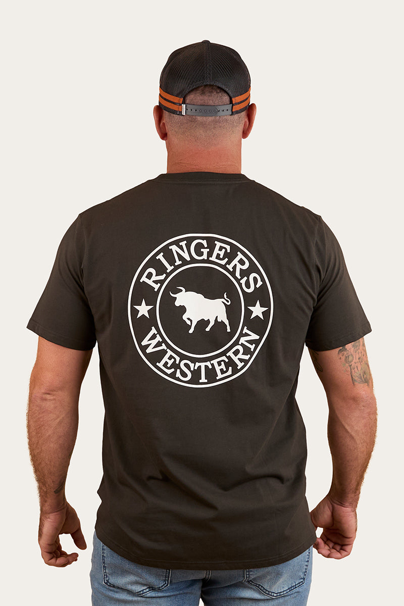 Signature Bull Mens Loose Fit T-Shirt - Charcoal / White