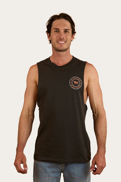 Signature Bull Mens Muscle Tank - Charcoal / Copper