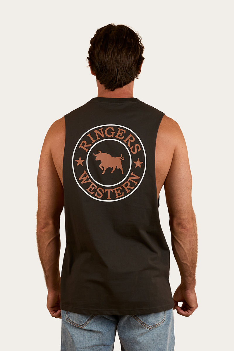Signature Bull Mens Muscle Tank - Charcoal / Copper